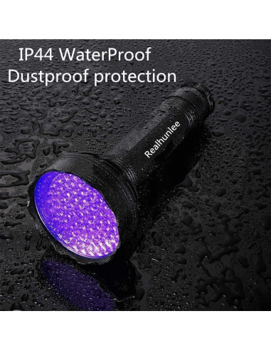 Linterna UV Luz Negra Realhunlee 100 LED 20h 200 Lúmenes