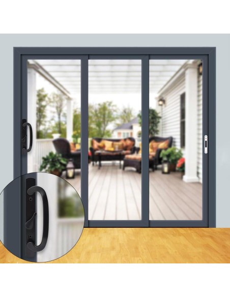 Juego de Manija de Puerta Corrediza ALLYWASAI con Cerradura Negra Juego de Manija de Puerta Corrediza ALLYWASAI con Cerradura Negra