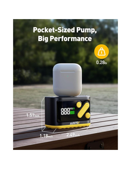 Bomba Eléctrica Mini AUXITO para Bicicleta 120 PSI con Manómetro Bomba Eléctrica Mini AUXITO para Bicicleta 120 PSI con Manómetro