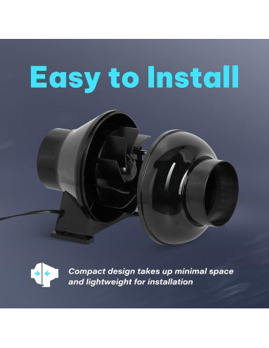 Ventilador de Conducto Inline Simple Deluxe 4" 195 CFM Negro