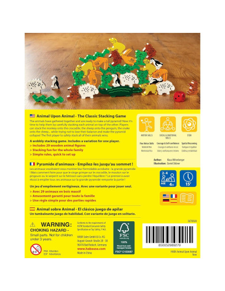 Juego de Apilamiento Animal Sobre Animal HABA - 29 Piezas Juego de Apilamiento Animal Sobre Animal HABA - 29 Piezas