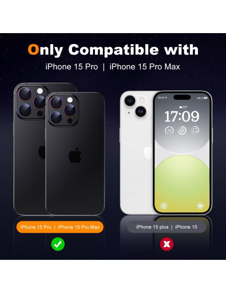 Protector de Lente de Cámara Hoerrye para iPhone 15 Pro Max - 2 Paquete Protector de Lente de Cámara Hoerrye para iPhone 15 Pro Max - 2 Paquete
