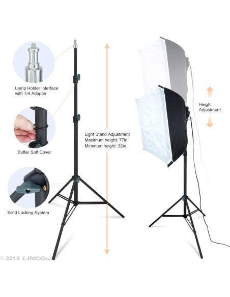 Kit de Iluminación Softbox LINCO AM206 2 Soportes 3.81 kg Kit de Iluminación Softbox LINCO AM206 2 Soportes 3.81 kg