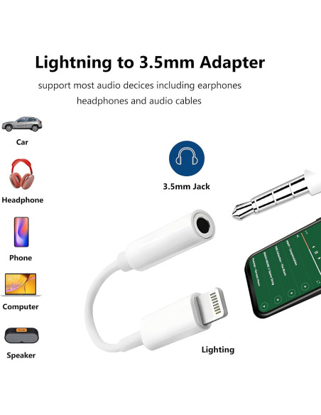 Adaptador de Audio Lightning a 3.5mm Untvie - 2 Paquete Adaptador de Audio Lightning a 3.5mm Untvie - 2 Paquete