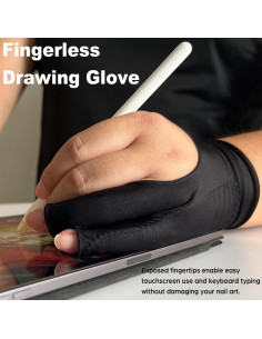 Guantes de Dibujo Digital Timebetter - Rechazo de Palma, S, Paquete de 2 2