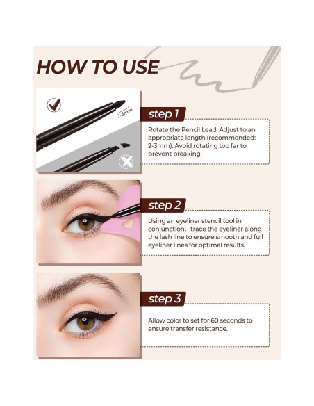 Lápiz de Eyeliner Negro Retráctil SUMEITANG con Plantilla Lápiz de Eyeliner Negro Retráctil SUMEITANG con Plantilla