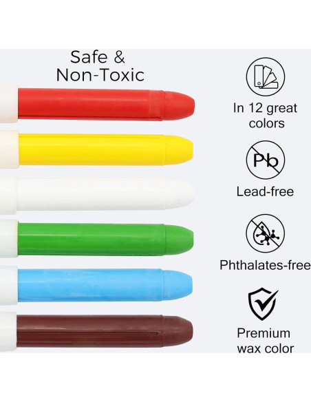 Crayones Jumbo No Tóxicos Lebze 12 Colores Lavables para Niños Crayones Jumbo No Tóxicos Lebze 12 Colores Lavables para Niños