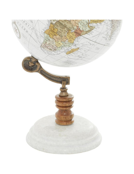 Globo Geográfico Deco 79 Blanco con Base de Mármol 27.94 cm Globo Geográfico Deco 79 Blanco con Base de Mármol 27.94 cm