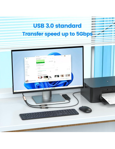 Divisor USB 3.0 MOGOOD 1 en 2 Salidas Doble Puerto 25.4 cm