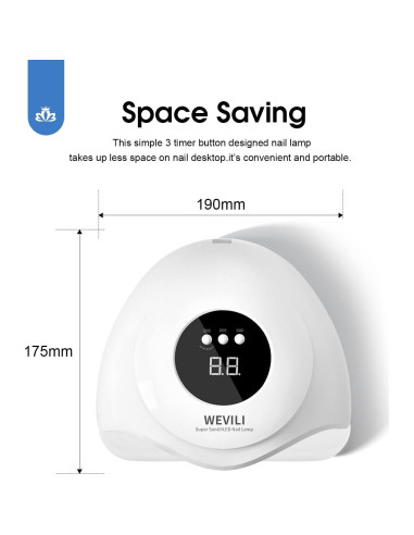 Lámpara UV WEVILI 72W para Uñas con 3 Temporizadores y Sensor