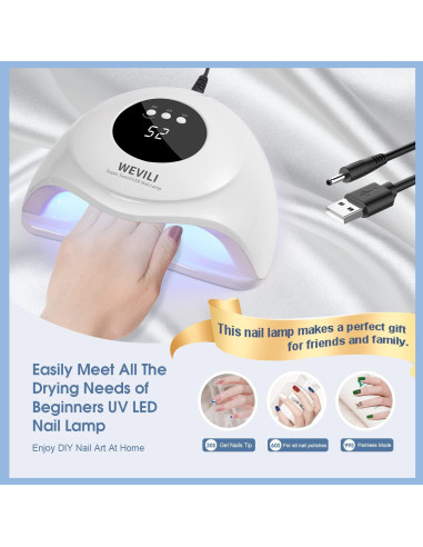 Lámpara UV WEVILI 72W para Uñas con 3 Temporizadores y Sensor