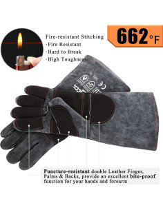 Guantes para Manejo de Animales RAPICCA 40.64 cm Gris-Doble Acolchado 2