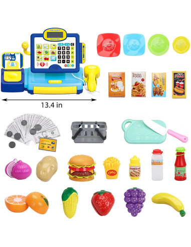 Caja Registradora para Niños FIVESTAR TOYS Azul con Escáner y Micrófono