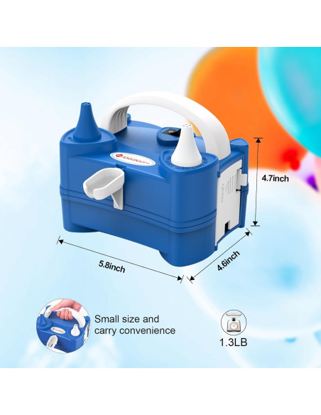 Bomba de Aire Eléctrica IDAODAN 600W Doble Boquilla Azul