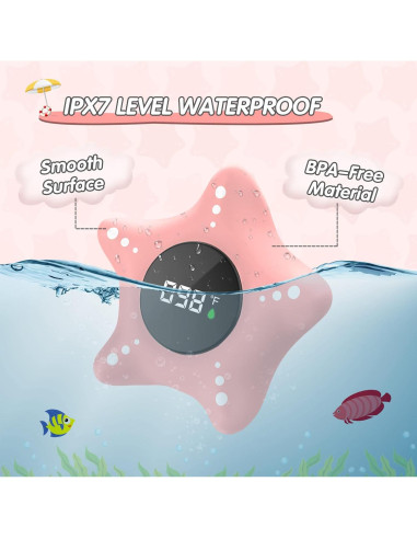 Termómetro de Baño Flotante Ledfaah Rosa para Bebés