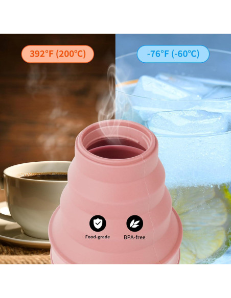 Taza Plegable de Silicona Genérica Rosa 500ml para Viajes Taza Plegable de Silicona Genérica Rosa 500ml para Viajes
