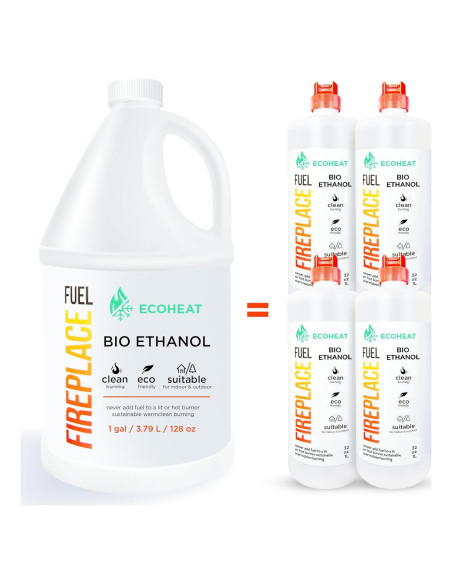 Combustible Bioetanol Ecoheat 1L Paquete de 4 - Quema Limpia Combustible Bioetanol Ecoheat 1L Paquete de 4 - Quema Limpia