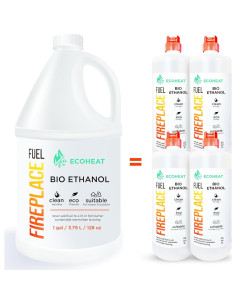 Combustible Bioetanol Ecoheat 1L Paquete de 4 - Quema Limpia 2