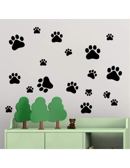 60 Pcs Adhesivos de Huellas de Perro PVC Negros Decorativos 60 Pcs Adhesivos de Huellas de Perro PVC Negros Decorativos