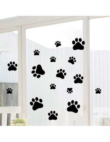60 Pcs Adhesivos de Huellas de Perro PVC Negros Decorativos