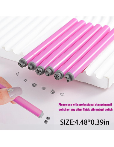 Set de 6 Bolígrafos para Estampado de Uñas WOKOTO Rosa