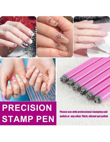 Set de 6 Bolígrafos para Estampado de Uñas WOKOTO Rosa