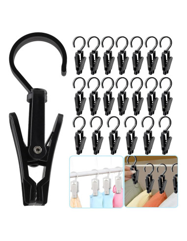 Ganchos de Lavandería VinBee 20 Pcs Plástico Negro 10.5 cm
