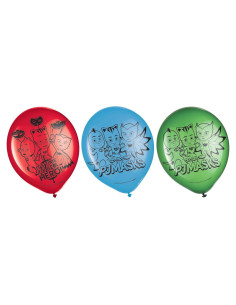 Globos de látex PJ Masks Amscan 6 unidades 16.5 cm