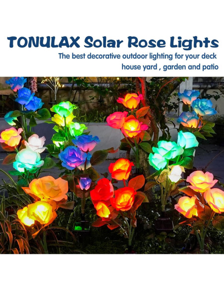 Luces de Jardín Solar TONULAX - Rosa Cambiante 7 Colores (2 Paquetes) Luces de Jardín Solar TONULAX - Rosa Cambiante 7 Colores (2 Paquetes)