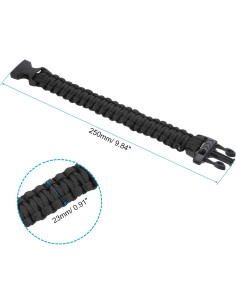 Pulsera de Paracord de Supervivencia PATIKIL Negra 23mm 2
