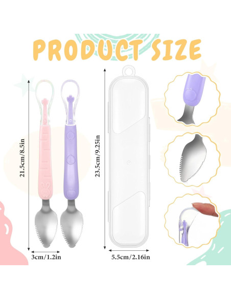 Cucharas de Silicona para Bebés Lallisa Doble Cabeza 2 Pcs