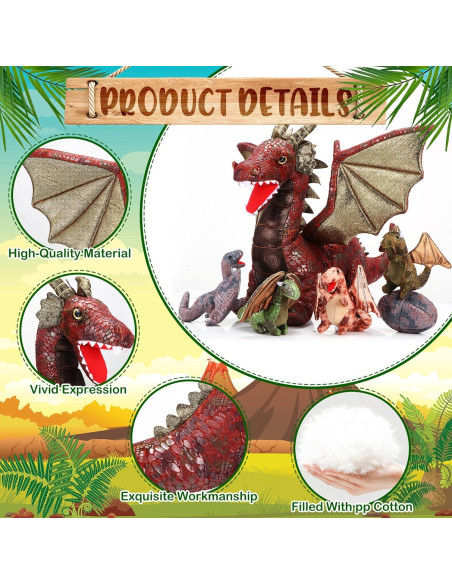 Conjunto de Juguetes de Dragón Deekin 7 Piezas 40 cm Peluche Conjunto de Juguetes de Dragón Deekin 7 Piezas 40 cm Peluche
