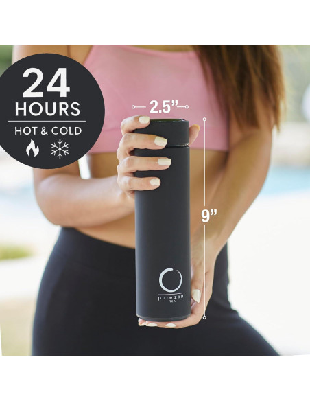 Termo Pure Zen Tea 15 oz Acero Inoxidable Negro con Infusor Termo Pure Zen Tea 15 oz Acero Inoxidable Negro con Infusor