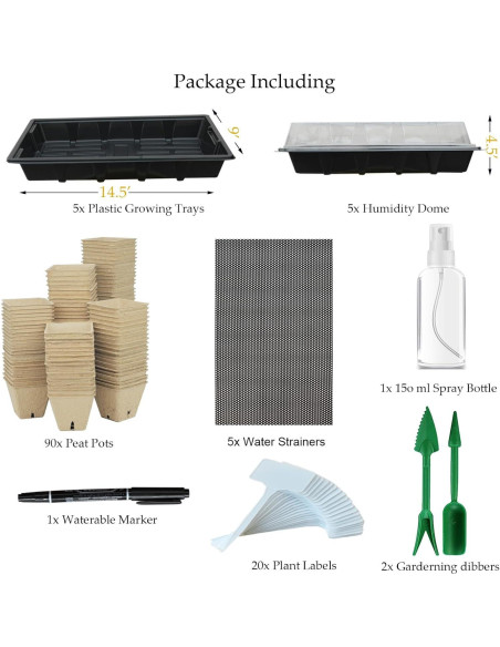 Kit de Inicio de Semillas UTYLNE con 100 Macetas de Turba y Herramientas Kit de Inicio de Semillas UTYLNE con 100 Macetas de Turba y Herramientas