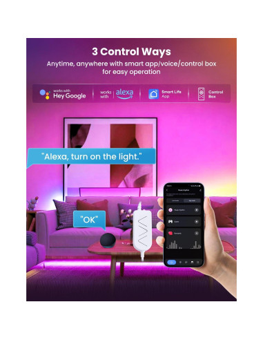 Tira de Luz LED RGB+IC 3.00m Pak para TV 32-43" Control App