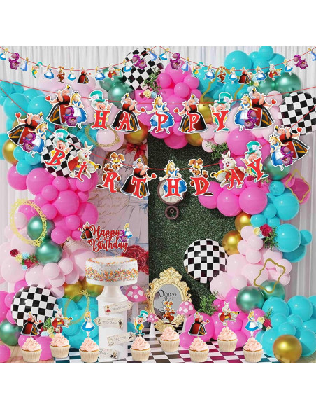 Decoración de Fiesta Tema Alicia en el País de las Maravillas Decoración de Fiesta Tema Alicia en el País de las Maravillas