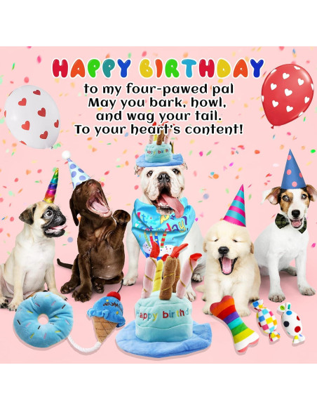 Juego de Juguetes de Cumpleaños para Perros Lilfrd - 9 Piezas Juego de Juguetes de Cumpleaños para Perros Lilfrd - 9 Piezas
