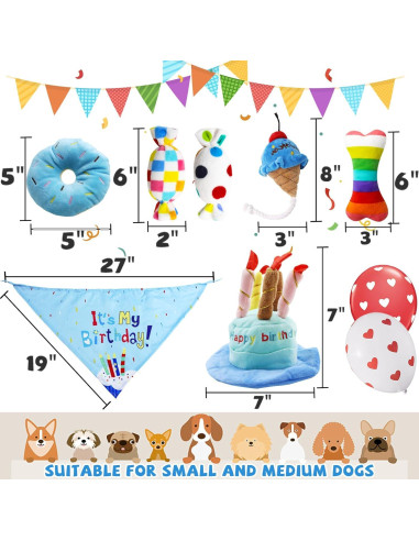 Juego de Juguetes de Cumpleaños para Perros Lilfrd - 9 Piezas