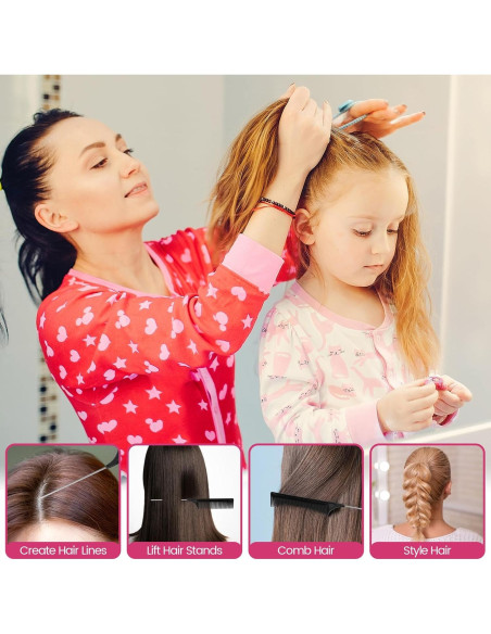 Set de 6 Peines y Cepillos para Estilizar Cabello EWAGOA - Negro y Rosa Set de 6 Peines y Cepillos para Estilizar Cabello EWAGOA - Negro y Rosa