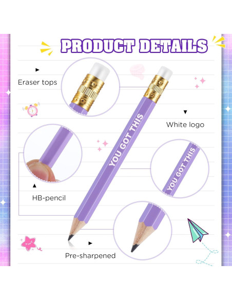 Lápices Inspiracionales Jetec 100 Pcs Cortos con Borrador Lápices Inspiracionales Jetec 100 Pcs Cortos con Borrador