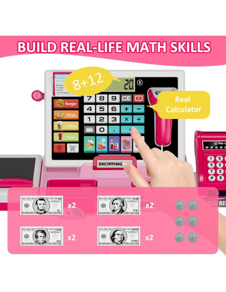 Juego de Registro de Caja HYES con Calculadora Real Rosa Juego de Registro de Caja HYES con Calculadora Real Rosa