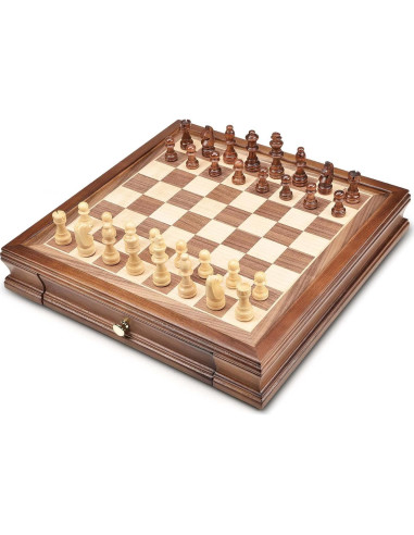 Juego de Ajedrez Magnético de Madera AMEROUS 12.8 cm con Almacenamiento