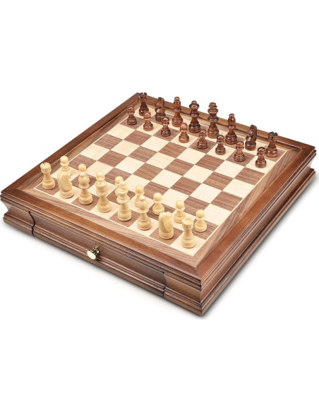 Juego de Ajedrez Magnético de Madera AMEROUS 12.8 cm con Almacenamiento Juego de Ajedrez Magnético de Madera AMEROUS 12.8 cm con Almacenamiento