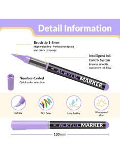 Marcadores de Pintura Acrílica SUNEE 18 Colores Punta de Pincel 2