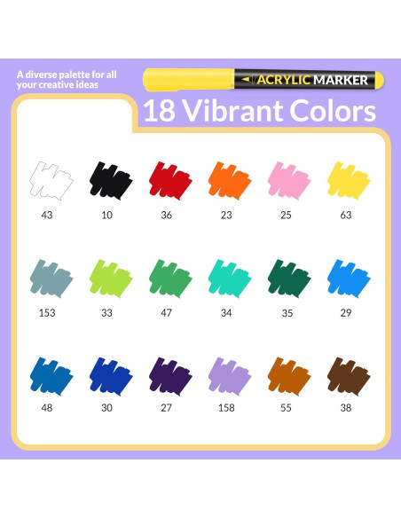 Marcadores de Pintura Acrílica SUNEE 18 Colores Punta de Pincel Marcadores de Pintura Acrílica SUNEE 18 Colores Punta de Pincel