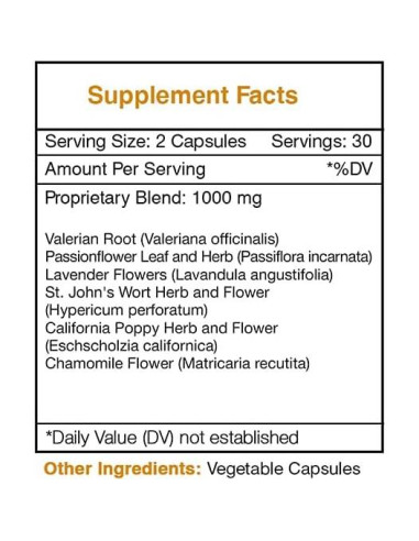 Sueño Secreto 60 Cápsulas 1000 mg Valeriana y Hierbas Naturales