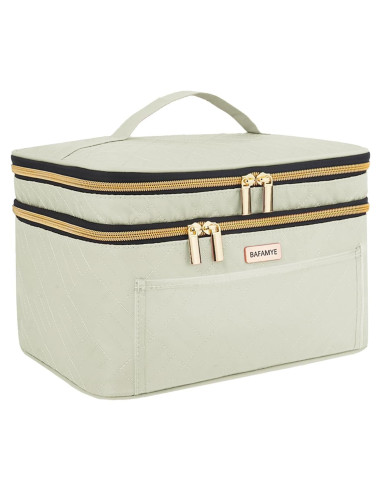 Bolsa de Maquillaje BAFAMYE Doble Capa 27.4L Beige