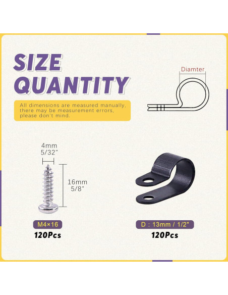 Clips de Cable de Plástico Nylon Swpeet 120 Pcs 13.2mm Negro Clips de Cable de Plástico Nylon Swpeet 120 Pcs 13.2mm Negro