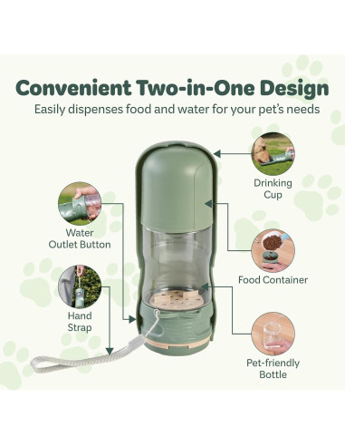 Dispensador de Agua y Comida para Mascotas Desired Tools 368.5ml Verde