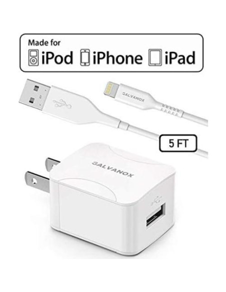 Cargador Galvanox para iPhone 10W con Cable Lightning 1.5m Cargador Galvanox para iPhone 10W con Cable Lightning 1.5m
